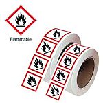 RS PRO Black/Red/White Polyester Safety Labels 21 mm x 21mm