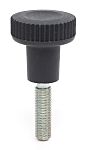RS PRO Black Thermoplastic Thumbscrew Clamping Knob, M10 x 30, Threaded Mount