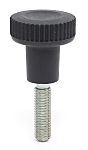 RS PRO Black Thermoplastic Thumbscrew Clamping Knob, M5 x 16, Threaded Mount