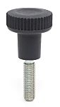 RS PRO Black Thermoplastic Thumbscrew Clamping Knob, M4 x 10, Threaded Mount