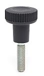 RS PRO Black Thermoplastic Thumbscrew Clamping Knob, M6 x 16, Threaded Mount