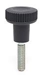 RS PRO Black Thermoplastic Thumbscrew Clamping Knob, M8 x 20, Threaded Mount
