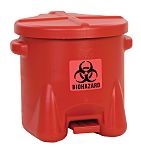 Eagle Biohazardous Poly Waste Cans 37.9L Red Pedal HDPE Biohazardous Waste Cans
