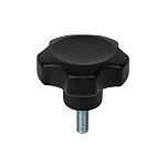 RS PRO Black Thermoplastic Multiple Lobes Clamping Knob, M8, Threaded Mount