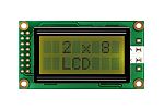 Midas MC20805A6W-SPR-V2 MC20 LCD LCD Display, Black on Yellow/Green, 2 Rows by 8 Characters, Reflective