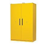 Justrite Yellow Galvanised Steel Lockable 2 Door Cabinet, 2070mm x 1200mm x 600mm