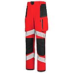 Cepovett Safety 1FLST3PI Black, Red Hi Vis Fabric Hi Vis Trousers, 36in Waist Size