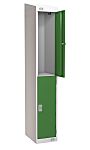 RS PRO 2 Door No Steel Green Locker, 1800 mm x 380 mm x 450mm