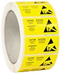 RS PRO Yellow Paper Safety Labels, Electrostatic Sensitive Device-Text 50 mm x 25mm