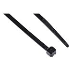 RS PRO Cable Ties, Cable Ties, 100, 200mm x 2.5, 3.2mm, Black Nylon, Pk-50