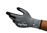 Ansell HyFlex Black, Grey HPPE, Nylon, Spandex Cut Resistant Work Gloves, Size 12, Nitrile Coating