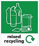 RS PRO Vinyl Adhesive Green, White Safe Conditions Sign, Mixed Recycling, English