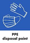 RS PRO Vinyl Adhesive Blue, White Safe Conditions Sign, PPE Disposal Point, English