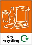 RS PRO Vinyl Adhesive Orange, White Safe Conditions Sign, Dry Recycling, English