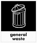 RS PRO Vinyl Adhesive Black, White Safe Conditions Sign, General Waste, English