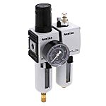 EMERSON ? AVENTICS G 1/4 Filter Regulator Lubricator, Semi Automatic Drain, 5μm Filtration Size - With Pressure Gauge