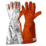 Rostaing PROFUSION-1 Grey, Orange Leather, Para-aramid Cut Resistant, Heat Resistant Work Gloves, Size 8, Aluminised