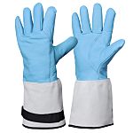 Rostaing CRIO Blue, Grey Cotton, Leather Cold Resistant, Waterproof Work Gloves, Size 9, Leather Coating