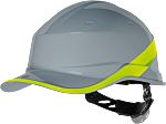 Delta Plus QUARUP4 Grey/Yellow Safety Helmet with Chin Strap, Adjustable, Ventilated