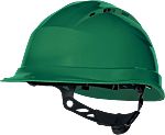 Delta Plus QUARUP4 Green Safety Helmet with Chin Strap, Adjustable, Ventilated
