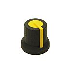 RS PRO 16.2mm Black Potentiometer Knob for 6mm Shaft D Shaped