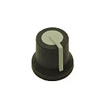RS PRO 16.2mm Black Potentiometer Knob for 6mm Shaft Splined