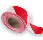 RS PRO Red, White 100m Hazard Tape, 0.03mm Thickness