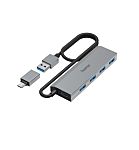 Hama 4 Port USB 3.2 USB A, USB C USB C Hub, USB Powered, 9.8 x 1.2 x 3.2cm