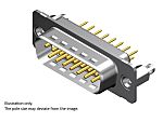 FCT from Molex FCT 25 Way Panel Mount D-sub Connector Plug, 2.84mm Pitch, with Thread-In
