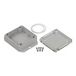 RS PRO Light Grey ABS General Purpose Enclosure, IP67, Transparent Lid, 105 x 105 x 45mm