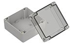 RS PRO Light Grey ABS General Purpose Enclosure, IP67, Transparent Lid, 119.9 x 119.9 x 75mm