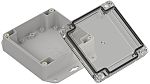 RS PRO Light Grey Polycarbonate General Purpose Enclosure, IP67, Flanged, Transparent Lid, 105 x 105 x 45mm