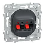 Schneider Electric S340488 Flush Mount Loudspeaker Connector Socket, 2 WayAnthracite, Screwless Termination