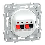Schneider Electric S320488 Flush Mount Loudspeaker Connector Socket, 2 WayWhite, Screwless Termination
