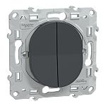 Schneider Electric 2 Way Anthracite Double Two-Way Switch Insert 10A, Ovalis C Series