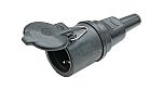 Nelco German Mains Plug & Socket, 16A Black, Cable Mount Rubber