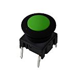 MEC IP67 Black/Green Round Button Tactile Switch, SPST 12mm Through Hole