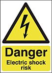 RS PRO Black, Yellow PP Safety Labels, Danger Electric Shock-Text 300 mm x 200mm