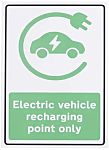 RS PRO Green, White PP Safety Labels, Electric Vehicle Recharging Point Only-Text 300 mm x 200mm