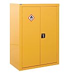 RS PRO Yellow Steel Lockable 2 Door Hazardous Substance Cabinet, 1200mm x 900mm x 460mm