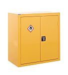 RS PRO Yellow Steel Lockable 2 Door Hazardous Substance Cabinet, 900mm x 900mm x 460mm