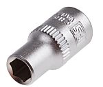 RS PRO 1/4 in Drive 1/2in Standard Socket, 6 point, 25mm Overall Length