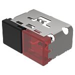 Indicator Lens Rectangle Style, Black, Red, 38 Long