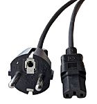 RS PRO Straight IEC C15 Socket to Straight CEE 7 Plug Power Cord, 2m