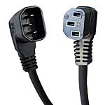 RS PRO Right Angle IEC C13 Socket to Straight IEC C14 Plug Power Cord, 2m