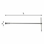 Usag 276 CEB 13 mm Hex Socket Wrench with T-Handle Handle, 466 mm Overall