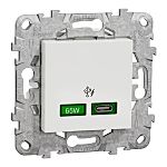 Schneider Electric Unica White 2 Gang USB Socket, 1 Pole Poles, 3A, USB-C, Indoor Use
