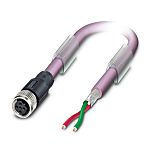 Phoenix Contact SAC Bus Cable, 2 Cores, 0.25 mm², Bus, 10m, Red lilac Polyurethane PUR Sheath, 24