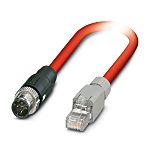 Phoenix Contact SAC Bus Cable, 4 Cores, 0.34 mm², Bus, 2m, Red PVC Sheath, 22 AWG