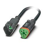 Phoenix Contact Straight Male 3 way Deutsch to Straight Female 3 way Deutsch Actuator/Sensor Cable, 600mm